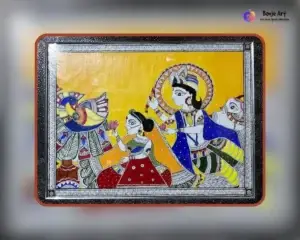 Radha Krishna with Cow – Colorful Bliss by Banjeart